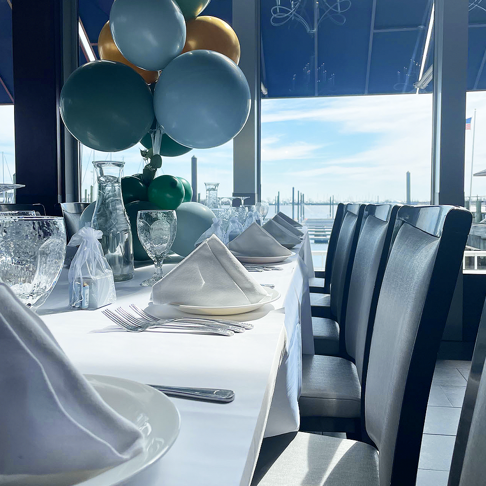 A table set for a catering event on Staten Island at Marina Cafe