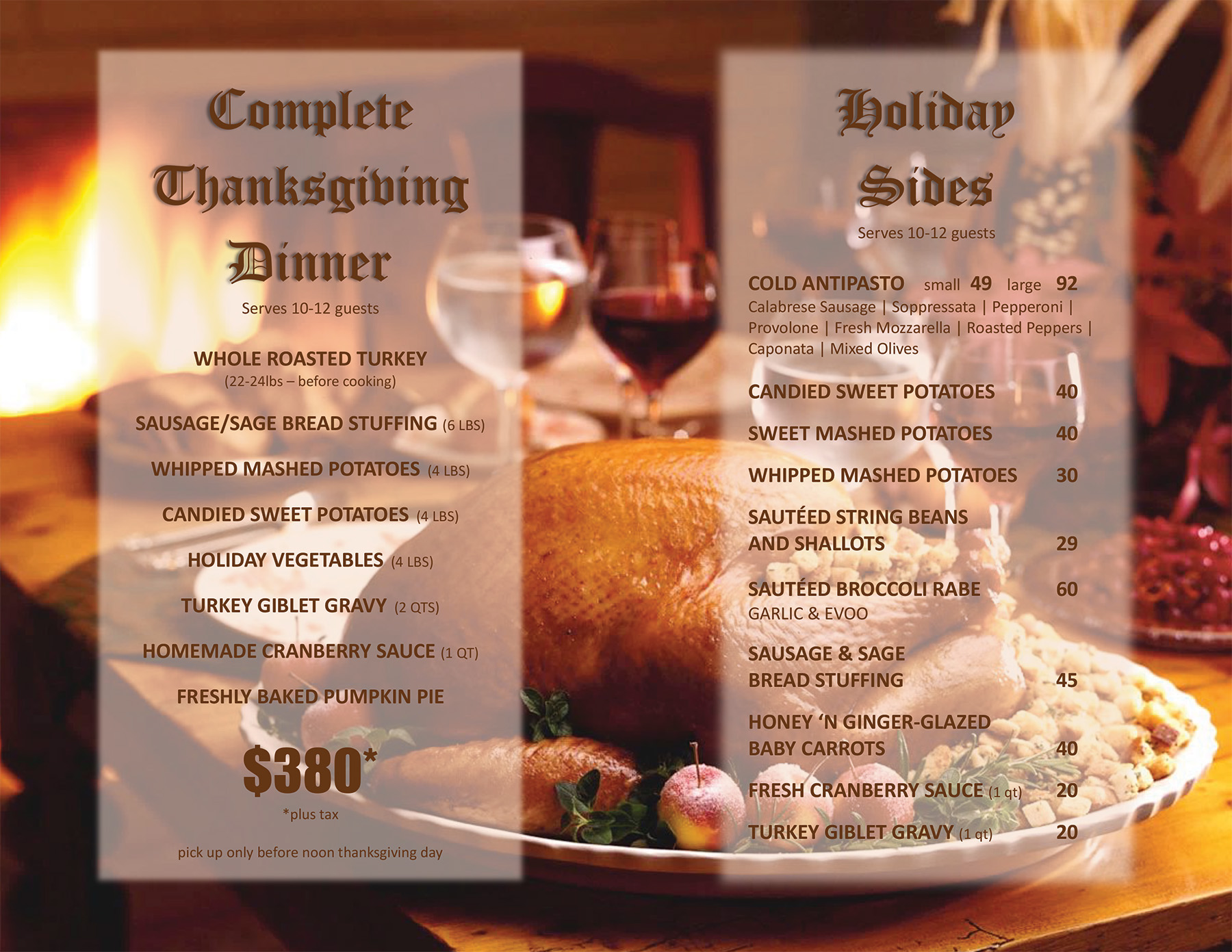 Marina Cafe's Thanksigiving Take-Out Catering Menu for 2023 - Page 2